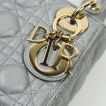 Christian Dior Calfskin Cannage Mini Lady Dior Grey