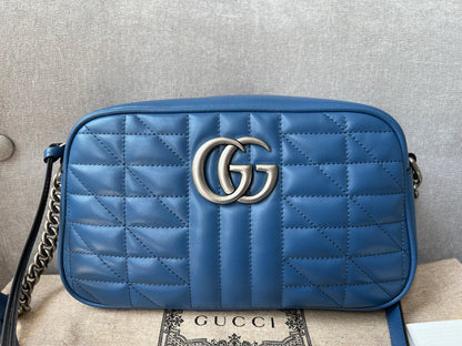 Gucci Aria GG Blue Marmont Small Shoulder Bag ( 1250)