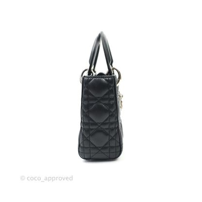 Christian Dior Cannage Mini Lady Dior Black Silver Hardware