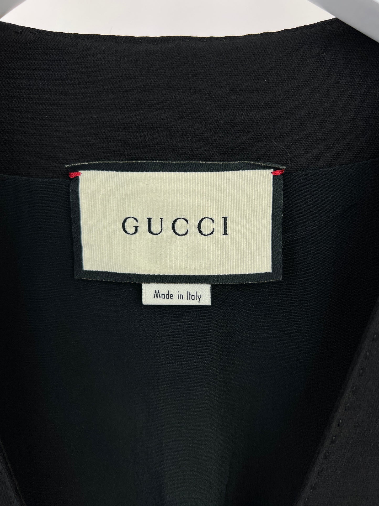 Gucci Black Long-Sleeve V-Neck Jumpsuit with Gold Button Detail Size IT 38 (UK 6)