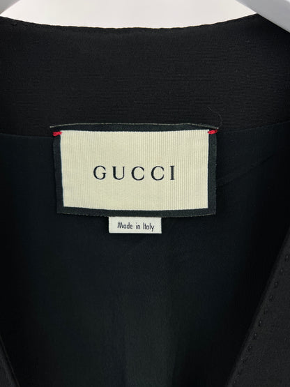 Gucci Black Long-Sleeve V-Neck Jumpsuit with Gold Button Detail Size IT 38 (UK 6)