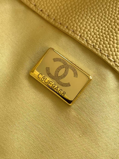 CHANEL 25C Hobo Bag 30cm Yellow Grained Calfskin