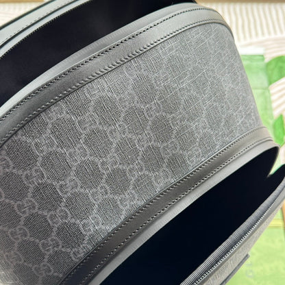 Gucci BACKPACK 44 IN GRAY MONOGRAM CANVAS AND BLACK LEATHER TRIM