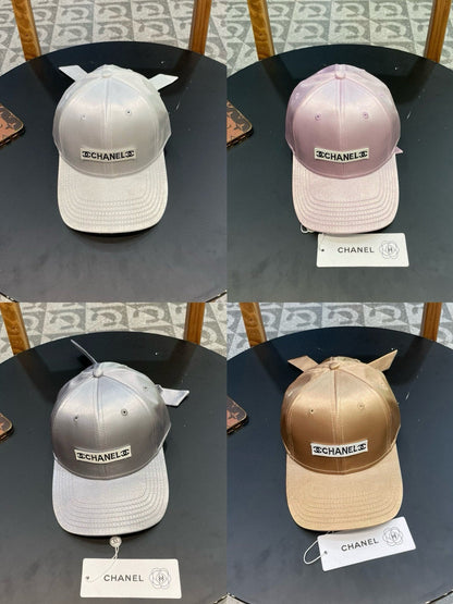 CHANEL BASEBALL HAT IN PALE GRAY SILK SATIN 404863