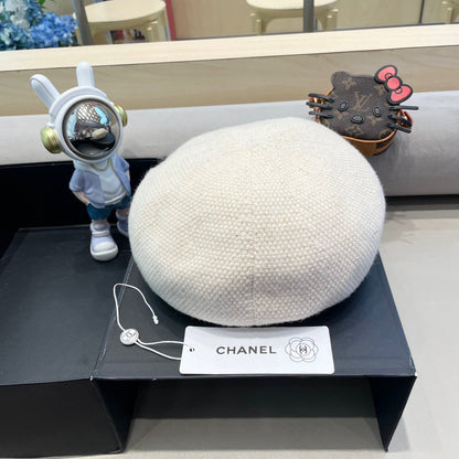 CHANEL BERET HAT IN WHITE COTTON AND LINEN 417832
