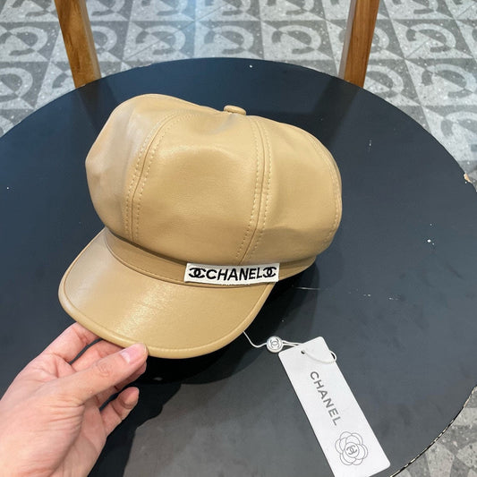 CHANEL BAKER BOY CAP IN TORTILLA BROWN CALFSKIN 419447
