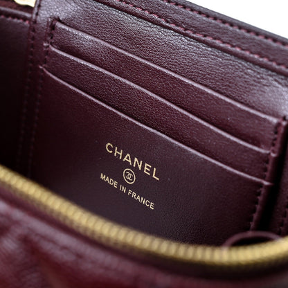 CHANEL 24A Vanity Top Handle 16cm Burgundy Grained Calfskin Gold Hardware
