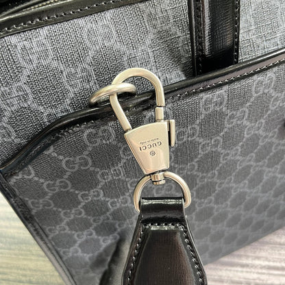 Gucci BRIEFCASE 40 WITH INTERLOCKING G BLACK CANVAS
