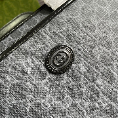 Gucci BRIEFCASE 40 WITH INTERLOCKING G BLACK CANVAS