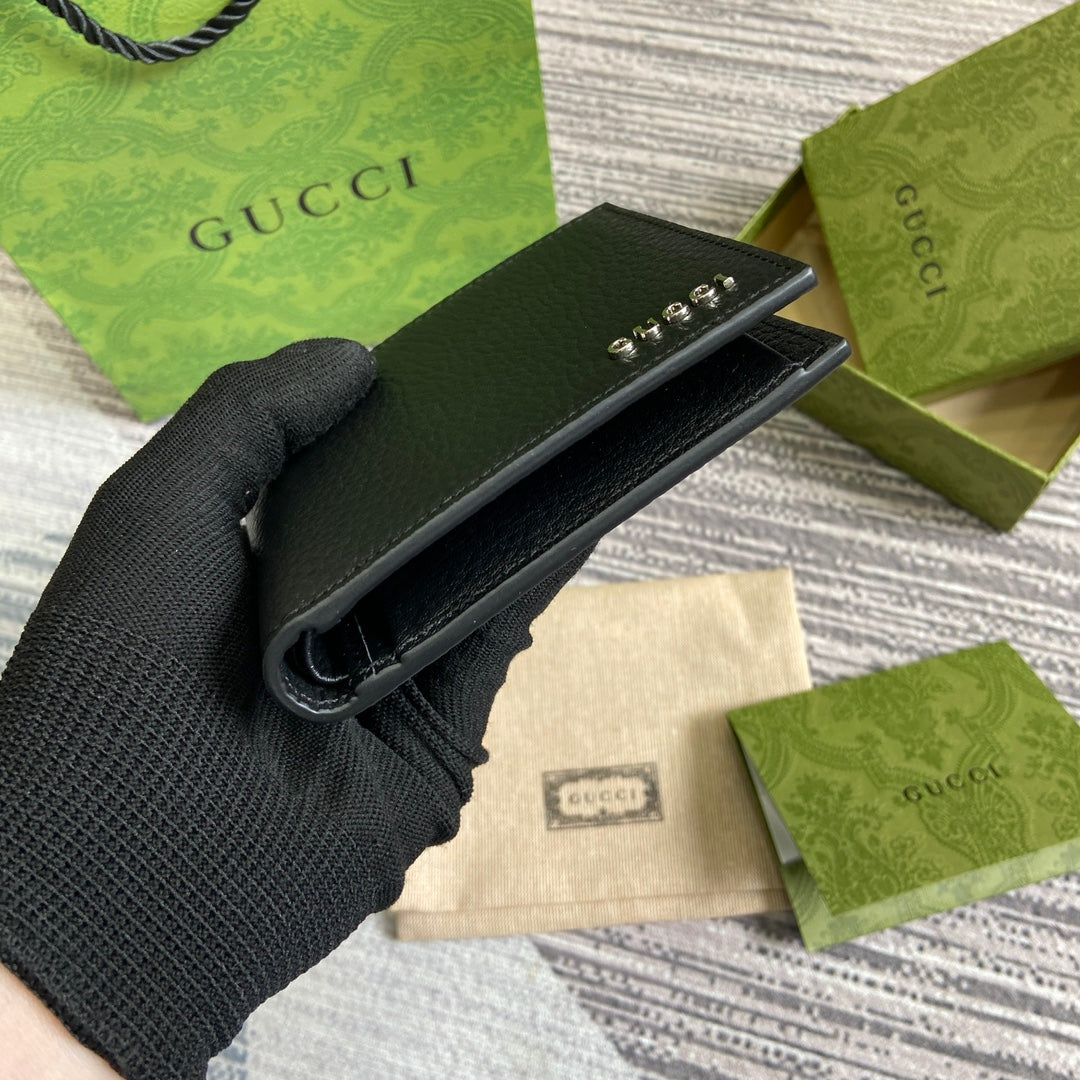 Gucci BIFOLD WALLET 11 IN BLACK CALFSKIN