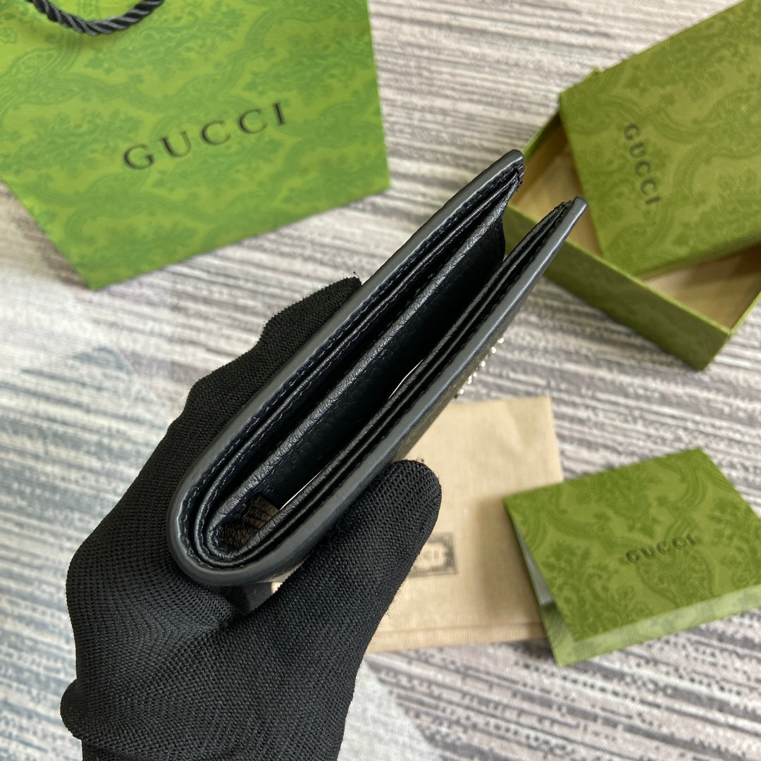 Gucci BIFOLD WALLET 11 IN BLACK CALFSKIN