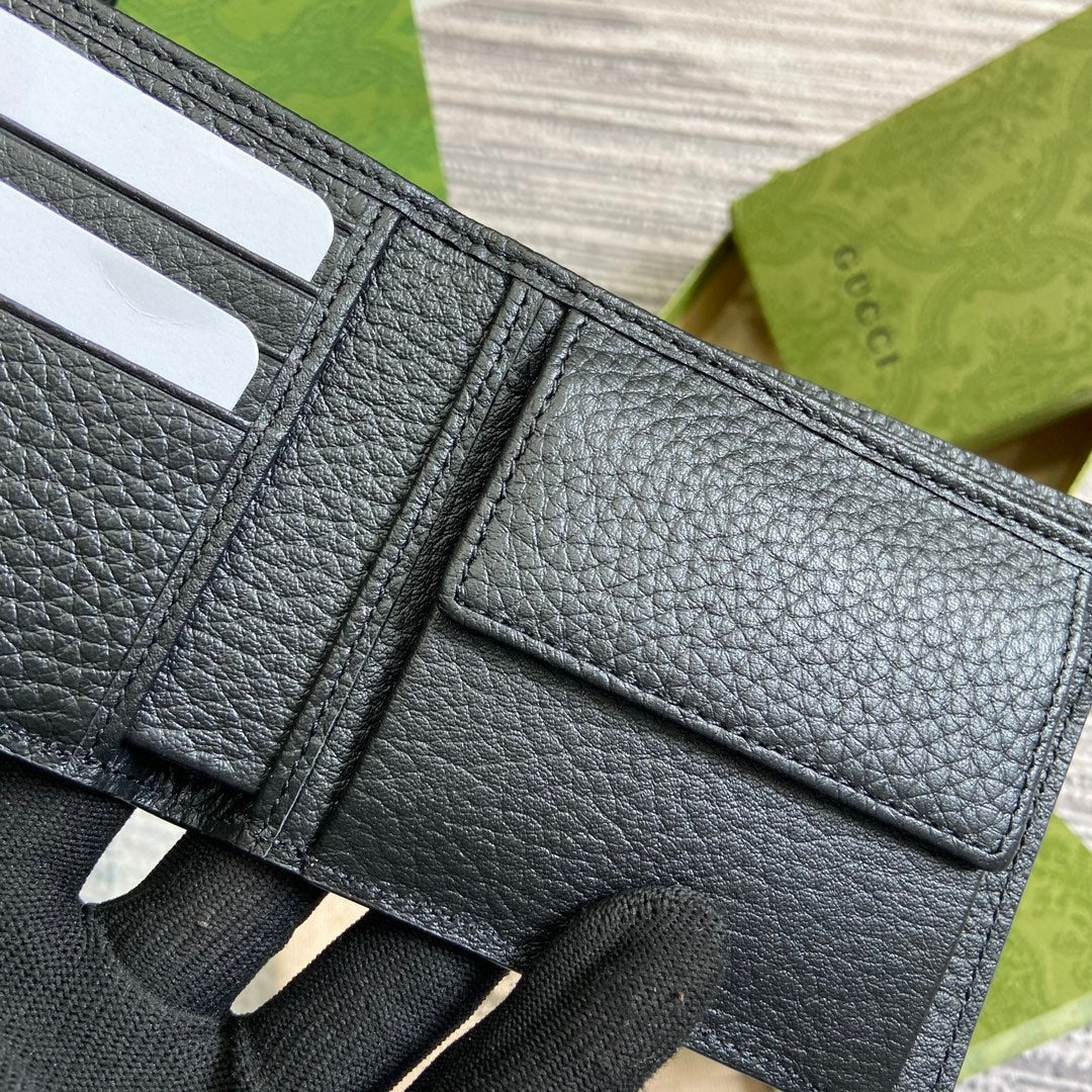 Gucci BIFOLD WALLET 11 IN BLACK CALFSKIN