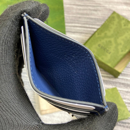 Gucci CARD HOLDER 10 IN CLASSIC BLUE CALFSKIN