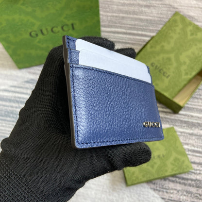 Gucci CARD HOLDER 10 IN CLASSIC BLUE CALFSKIN