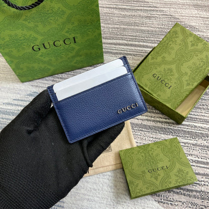 Gucci CARD HOLDER 10 IN CLASSIC BLUE CALFSKIN
