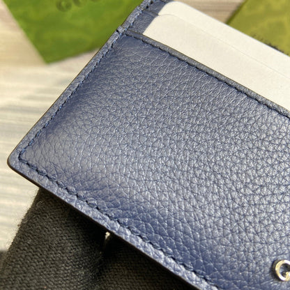 Gucci CARD HOLDER 10 IN CLASSIC BLUE CALFSKIN