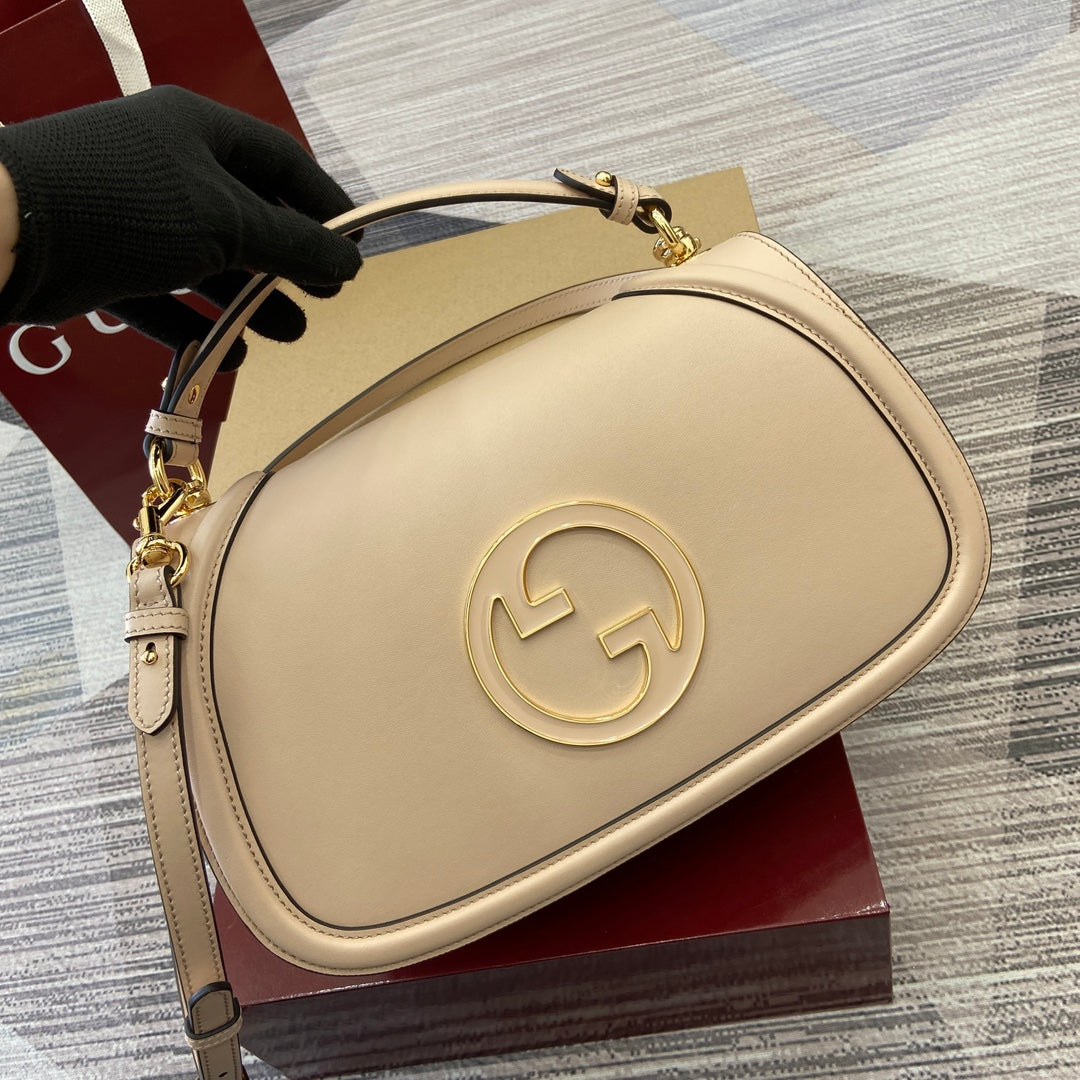 Gucci BLONDIE MEDIUM SHOULDER BAG 32 IN BEIGE CALFSKIN GOLD HARDWARE