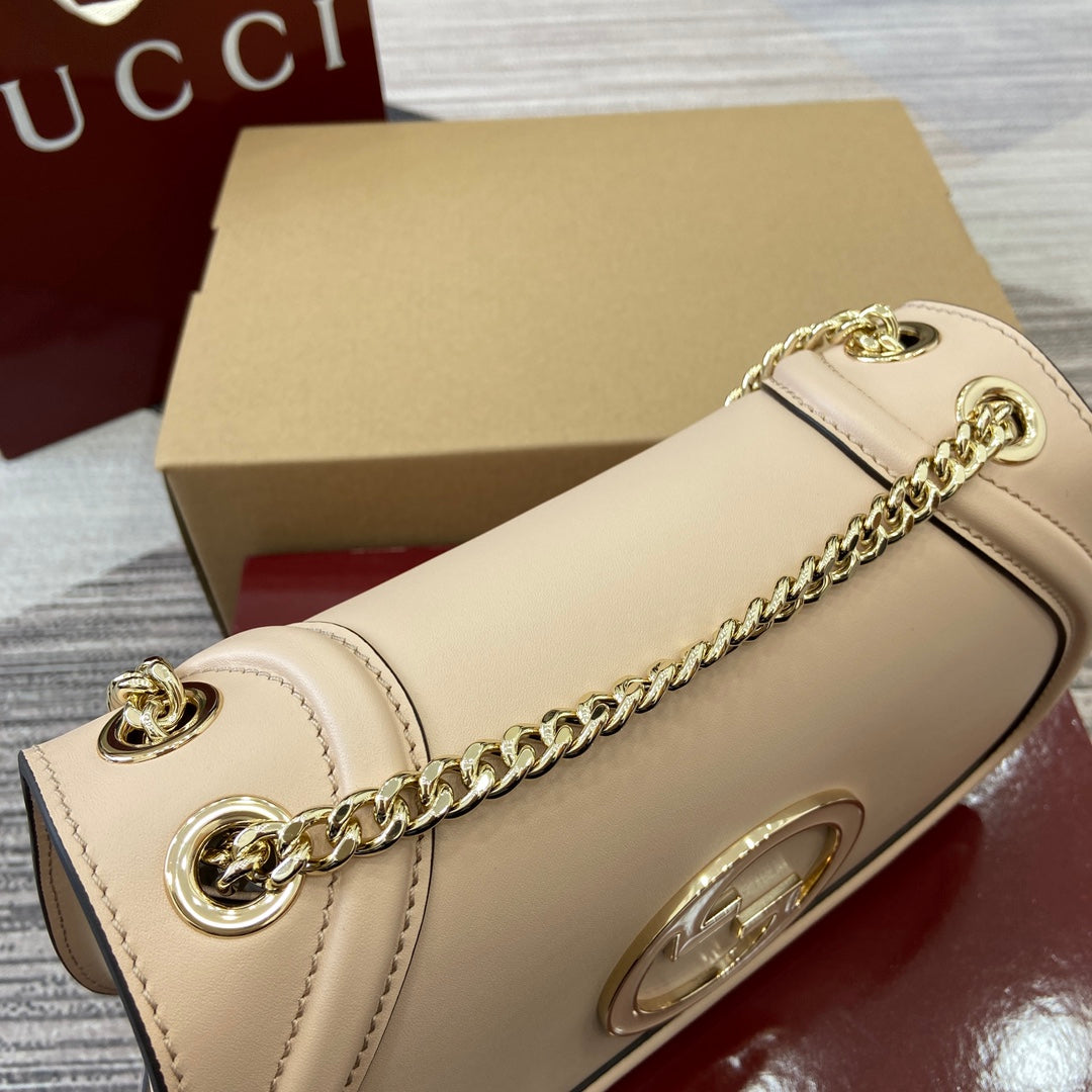 Gucci BLONDIE SMALL SHOULDER BAG 26 IN BEIGE CALFSKIN GOLD HARDWARE