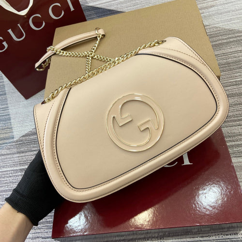 Gucci BLONDIE SMALL SHOULDER BAG 26 IN BEIGE CALFSKIN GOLD HARDWARE