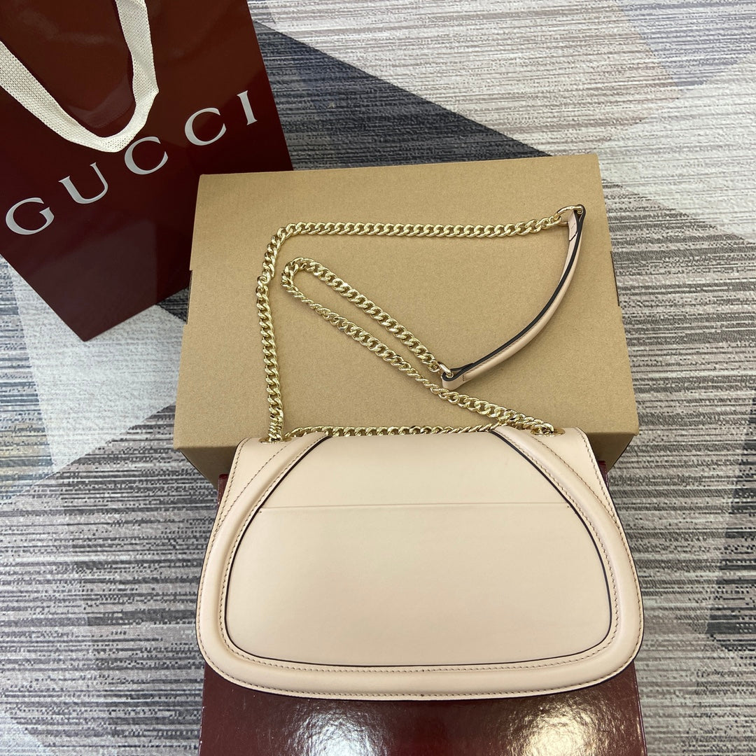 Gucci BLONDIE SMALL SHOULDER BAG 26 IN BEIGE CALFSKIN GOLD HARDWARE