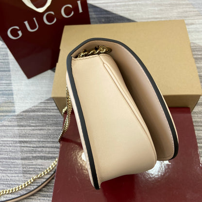 Gucci BLONDIE SMALL SHOULDER BAG 26 IN BEIGE CALFSKIN GOLD HARDWARE