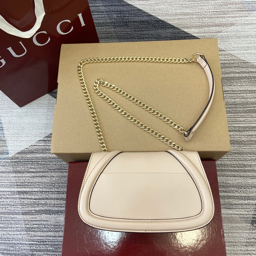 Gucci BLONDIE MINI SHOULDER BAG 21 IN BEIGE CALFSKIN GOLD HARDWARE