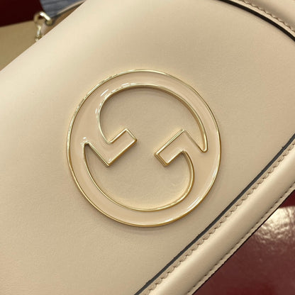 Gucci BLONDIE MINI SHOULDER BAG 21 IN BEIGE CALFSKIN GOLD HARDWARE