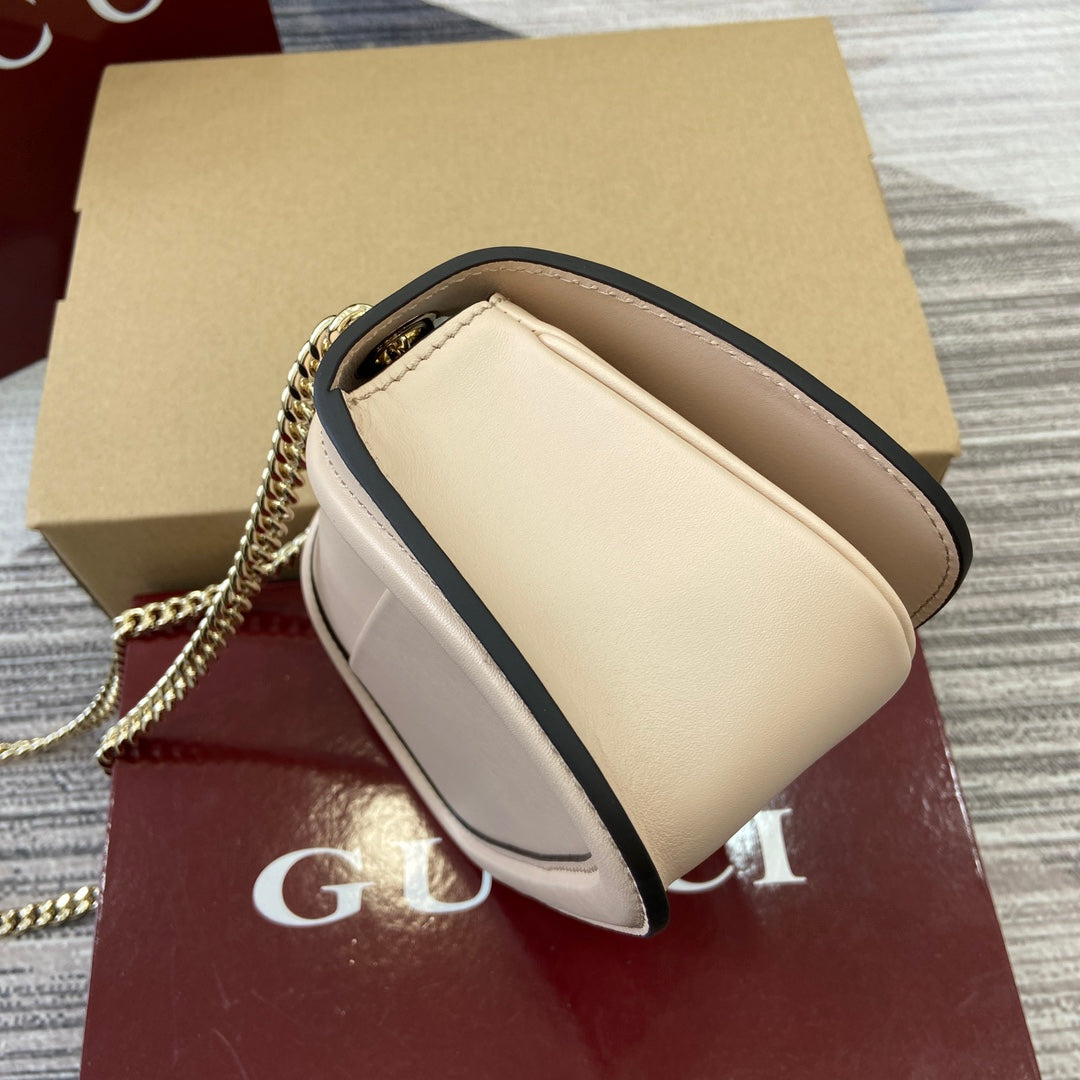 Gucci BLONDIE MINI SHOULDER BAG 21 IN BEIGE CALFSKIN GOLD HARDWARE