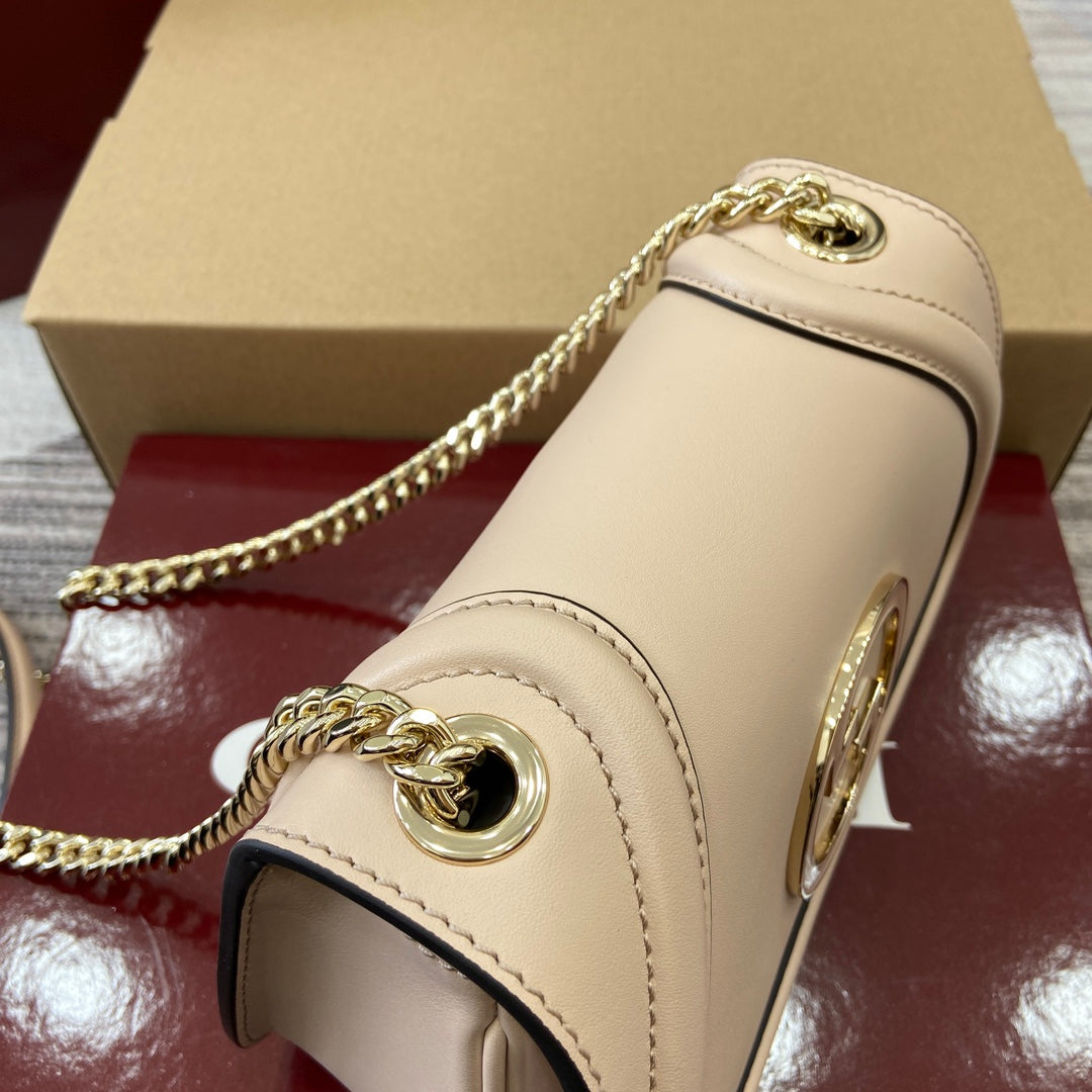 Gucci BLONDIE MINI SHOULDER BAG 21 IN BEIGE CALFSKIN GOLD HARDWARE