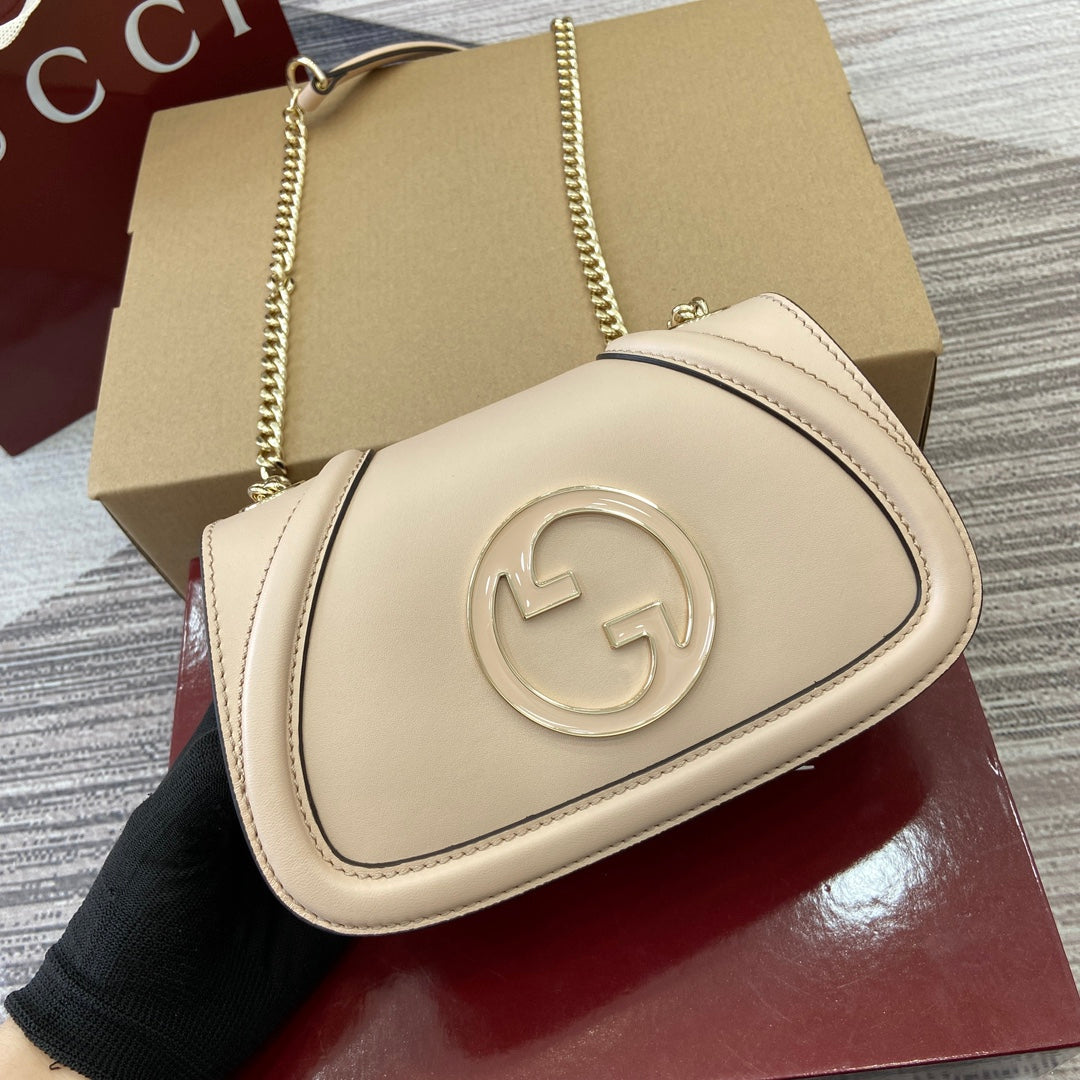 Gucci BLONDIE MINI SHOULDER BAG 21 IN BEIGE CALFSKIN GOLD HARDWARE