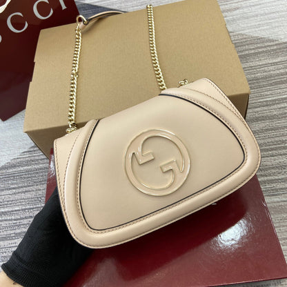 Gucci BLONDIE MINI SHOULDER BAG 21 IN BEIGE CALFSKIN GOLD HARDWARE