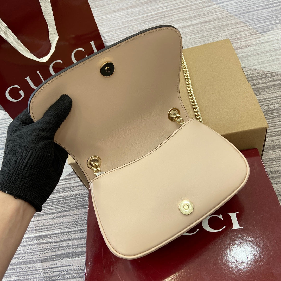 Gucci BLONDIE MINI SHOULDER BAG 21 IN BEIGE CALFSKIN GOLD HARDWARE