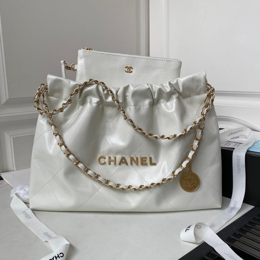 CHANEL 24C Hobo 22 bag 45cm Light Grey Lambskin