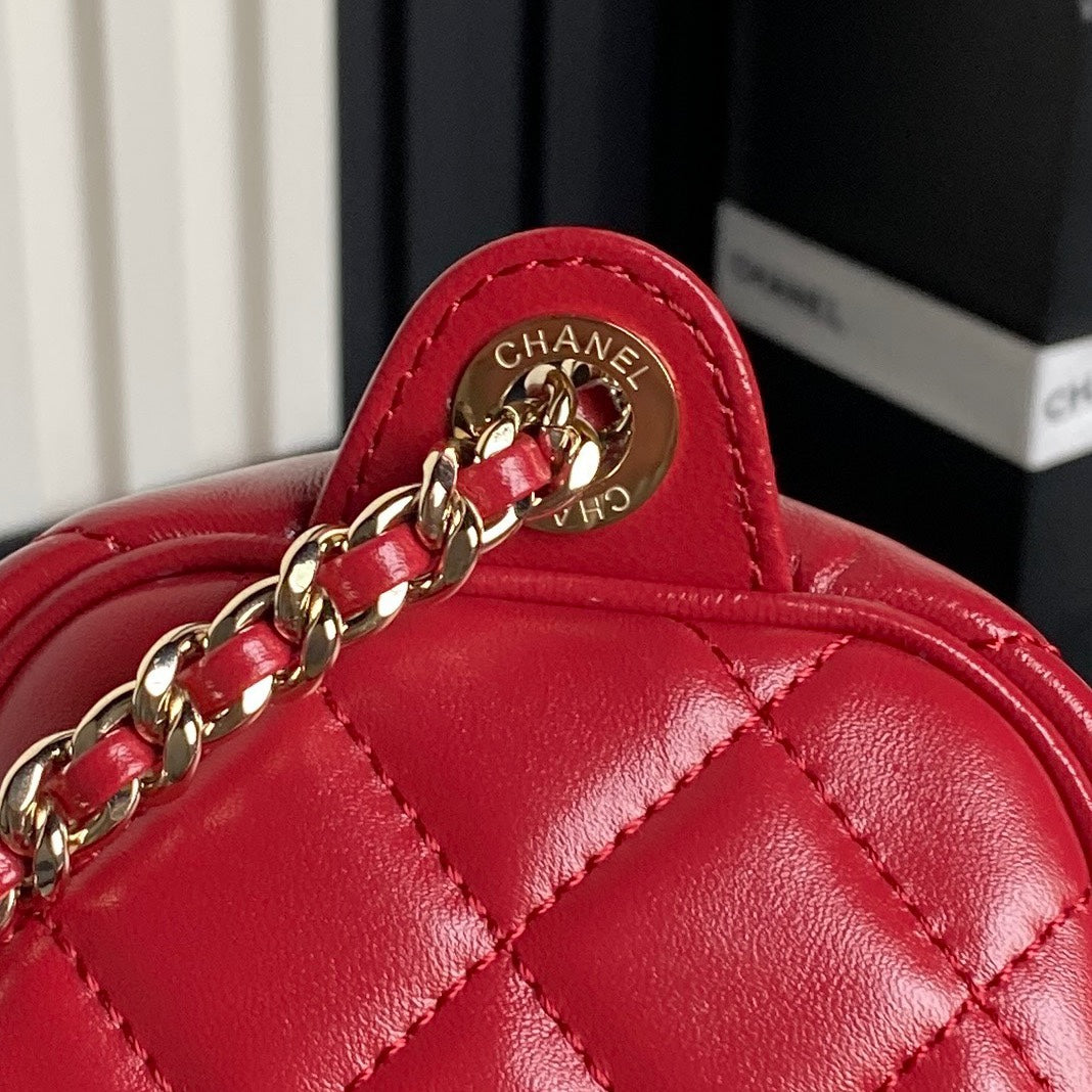 CHANEL 24K Camera Bag Red Calfskin Gold Hardware