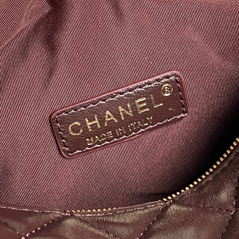 CHANEL 24K Camera Bag Burgundy Calfskin Gold Hardware