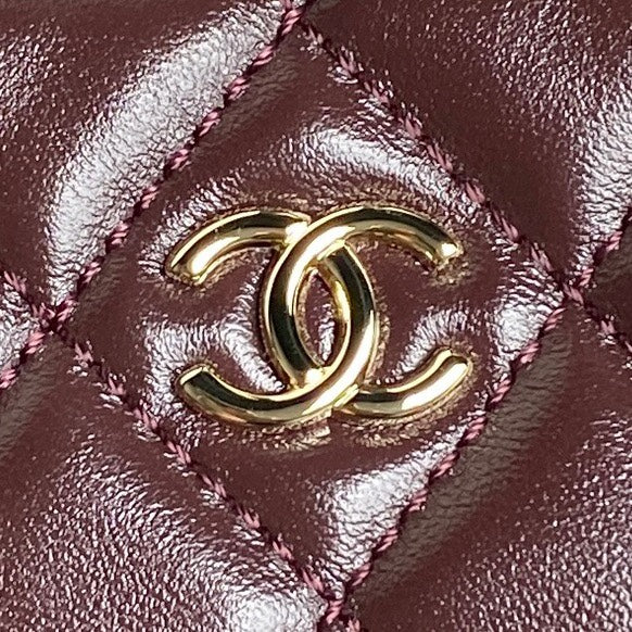 CHANEL 24K Camera Bag Burgundy Calfskin Gold Hardware