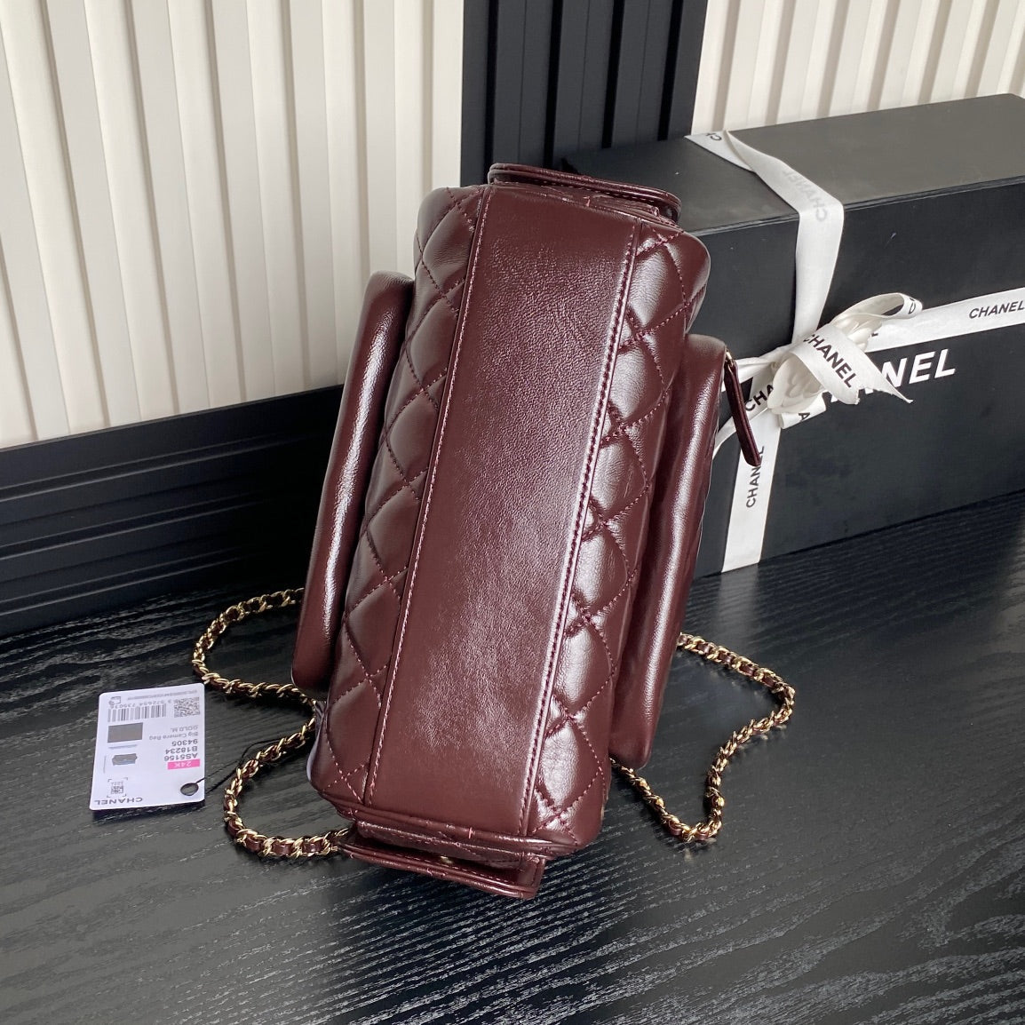 CHANEL 24K Camera Bag Burgundy Calfskin Gold Hardware