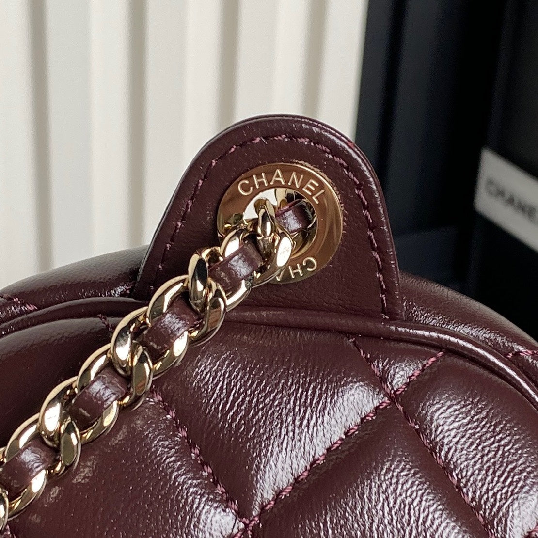 CHANEL 24K Camera Bag Burgundy Calfskin Gold Hardware