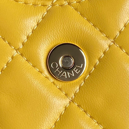 CHANEL 24K Camera Bag Yellow Calfskin Gold Hardware