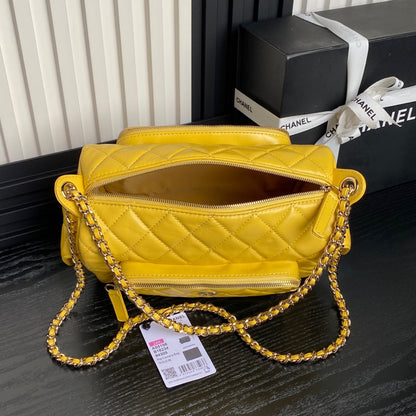 CHANEL 24K Camera Bag Yellow Calfskin Gold Hardware