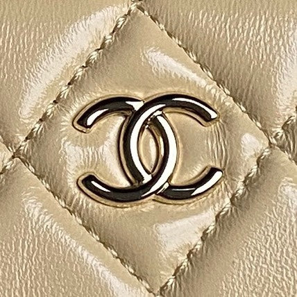 CHANEL 24K Camera Bag Beige Calfskin Gold Hardware