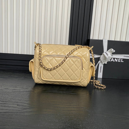 CHANEL 24K Camera Bag Beige Calfskin Gold Hardware