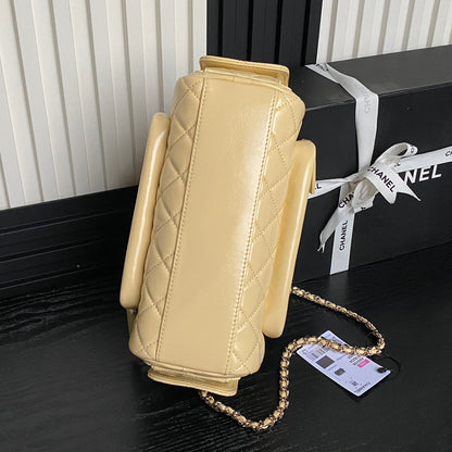 CHANEL 24K Camera Bag Beige Calfskin Gold Hardware