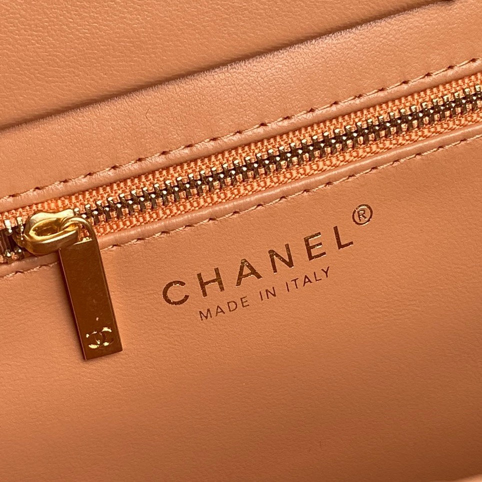CHANEL 24K Shopping Bag 32cm Brown Calfskin Gold Hardware