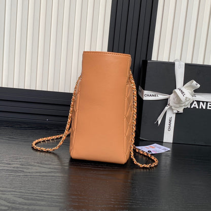 CHANEL 24K Shopping Bag 32cm Brown Calfskin Gold Hardware
