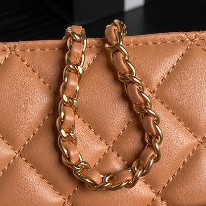 CHANEL 24K Shopping Bag 32cm Brown Calfskin Gold Hardware