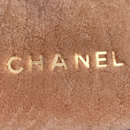 CHANEL 24K Hobo 22 Bag 20cm Brown Wool Fur
