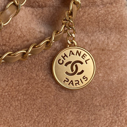 CHANEL 24K Hobo 22 Bag 39cm Brown Wool Fur