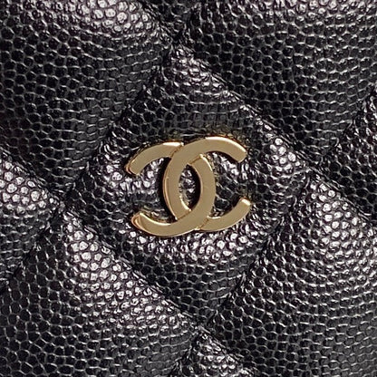 CHANEL 25C Hobo Bag 21.5cm Top Handle Black Grained Calfskin