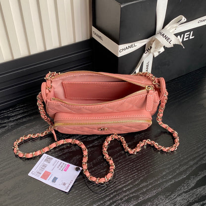 CHANEL 25C Clutch With Strap 21cm Light Pink Calfskin